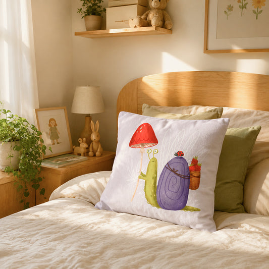 Friendly Snail Throw Pillow