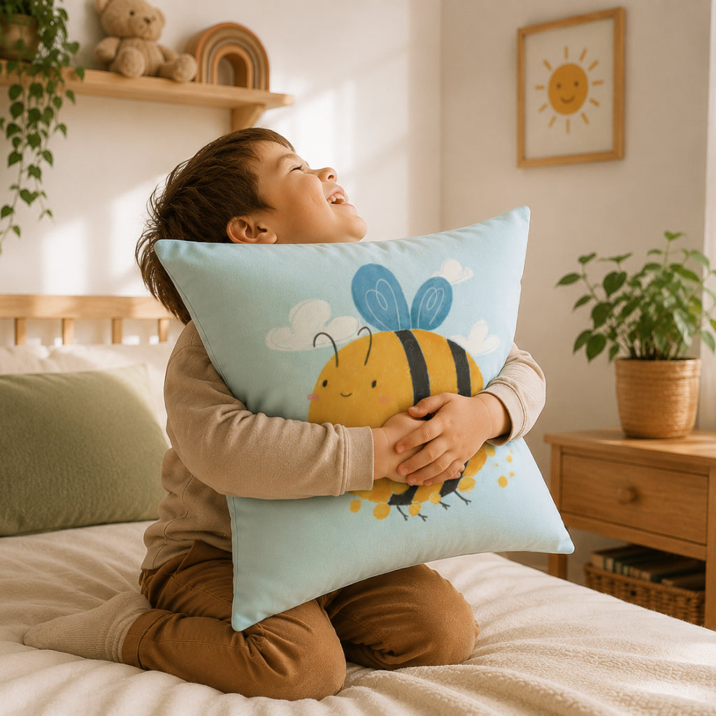 Happy Bee Throw Pillow