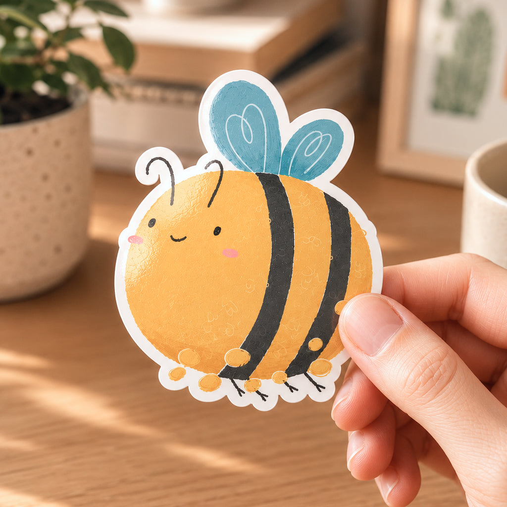 Happy Bee Vinyl Sticker