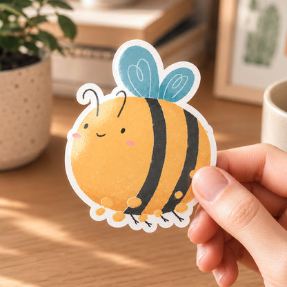 Happy Bee Vinyl Sticker