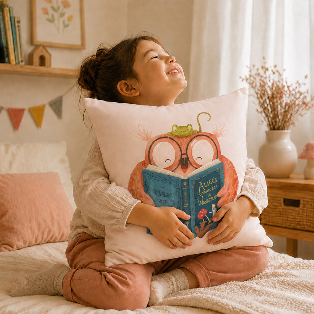 Reading Owl Throw Pillow