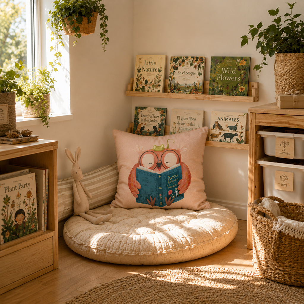 Reading Owl Throw Pillow