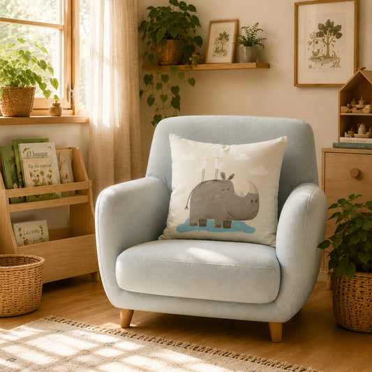 Gentle Rhino Throw Pillow