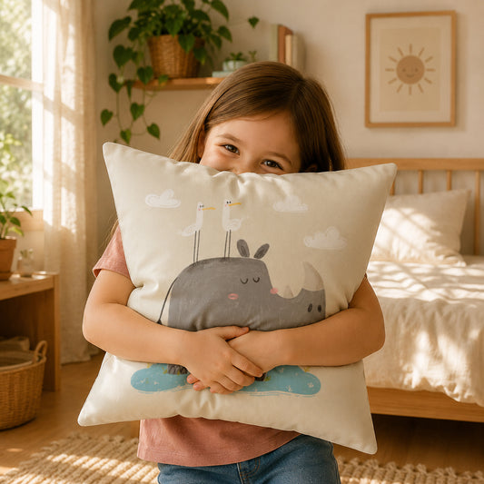 Gentle Rhino Throw Pillow