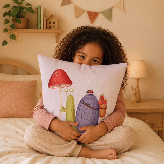 Friendly Snail Throw Pillow