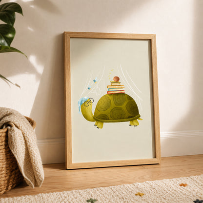 Sleepy Turtle Wall Art Print for Cozy Spaces
