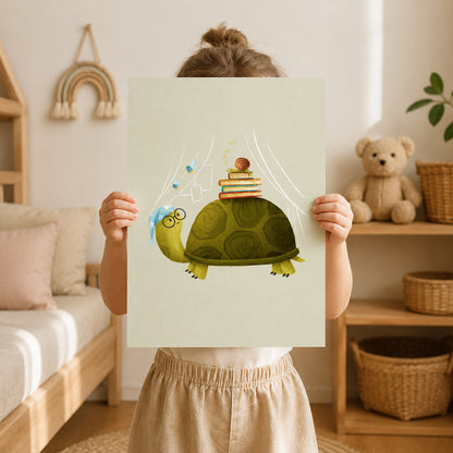 Sleepy Turtle Wall Art Print for Cozy Spaces