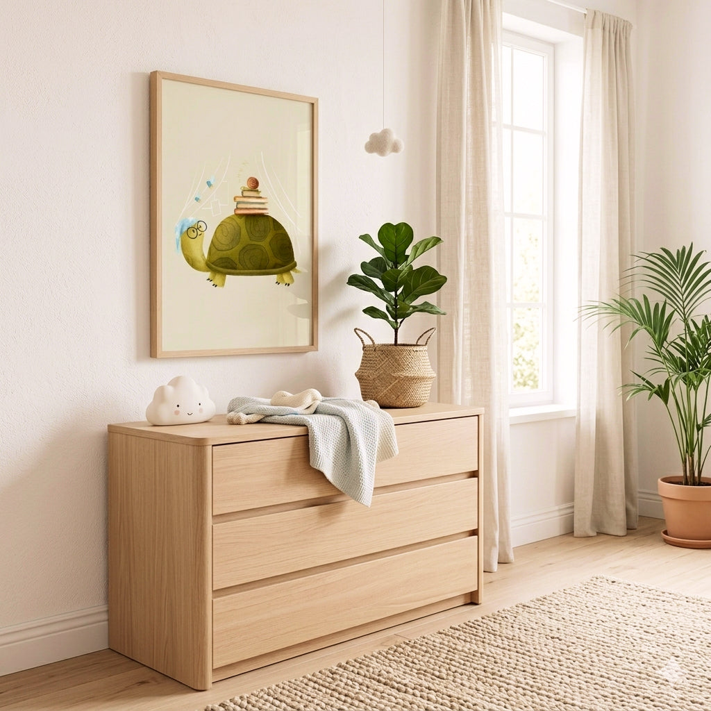 Sleepy Turtle Wall Art Print for Cozy Spaces