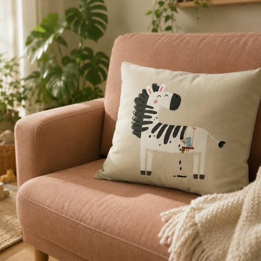 Happy Zebra Throw Pillow