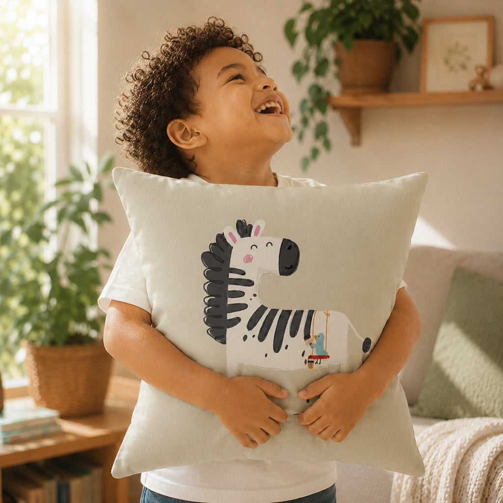 Happy Zebra Throw Pillow