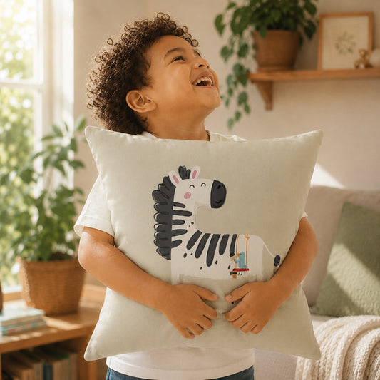 Happy Zebra Throw Pillow