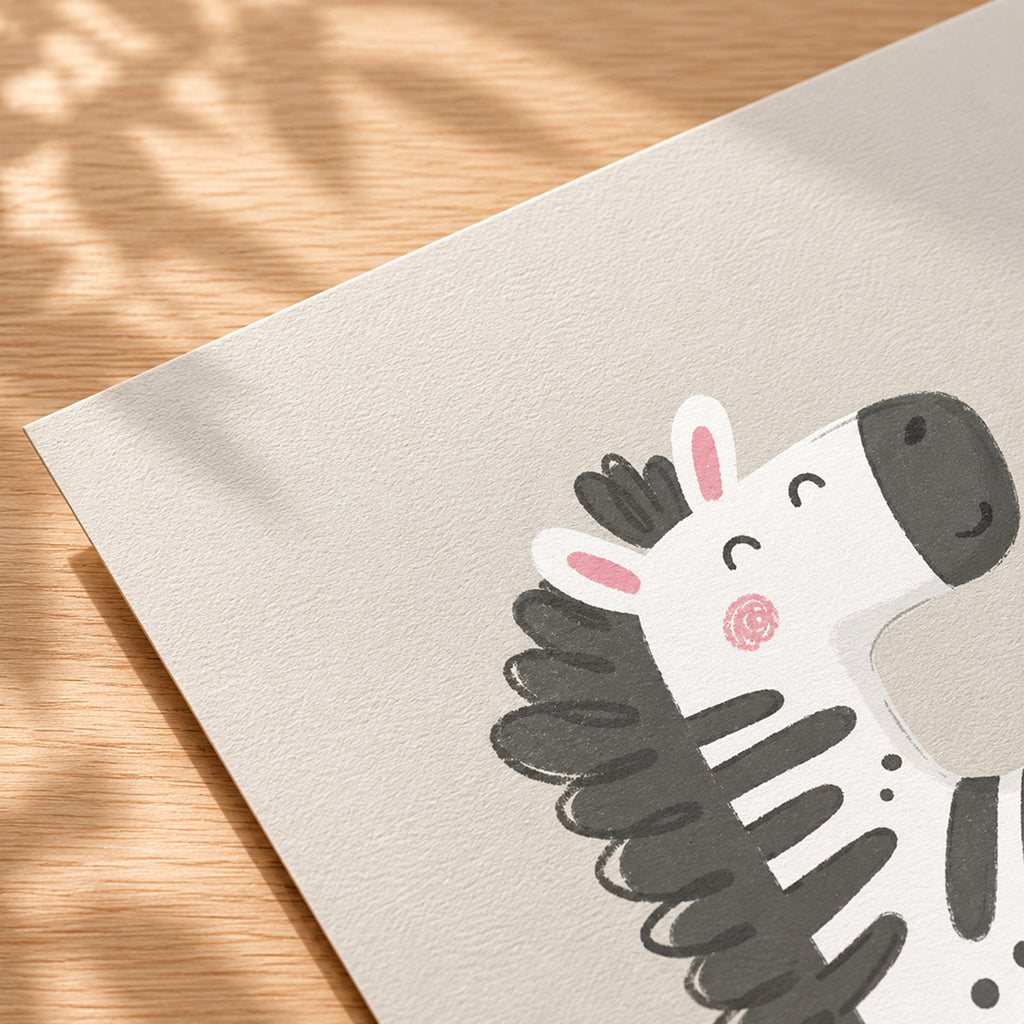 Happy Zebra Wall Art Print for Cozy Rooms