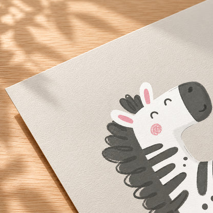 Happy Zebra Wall Art Print for Cozy Rooms